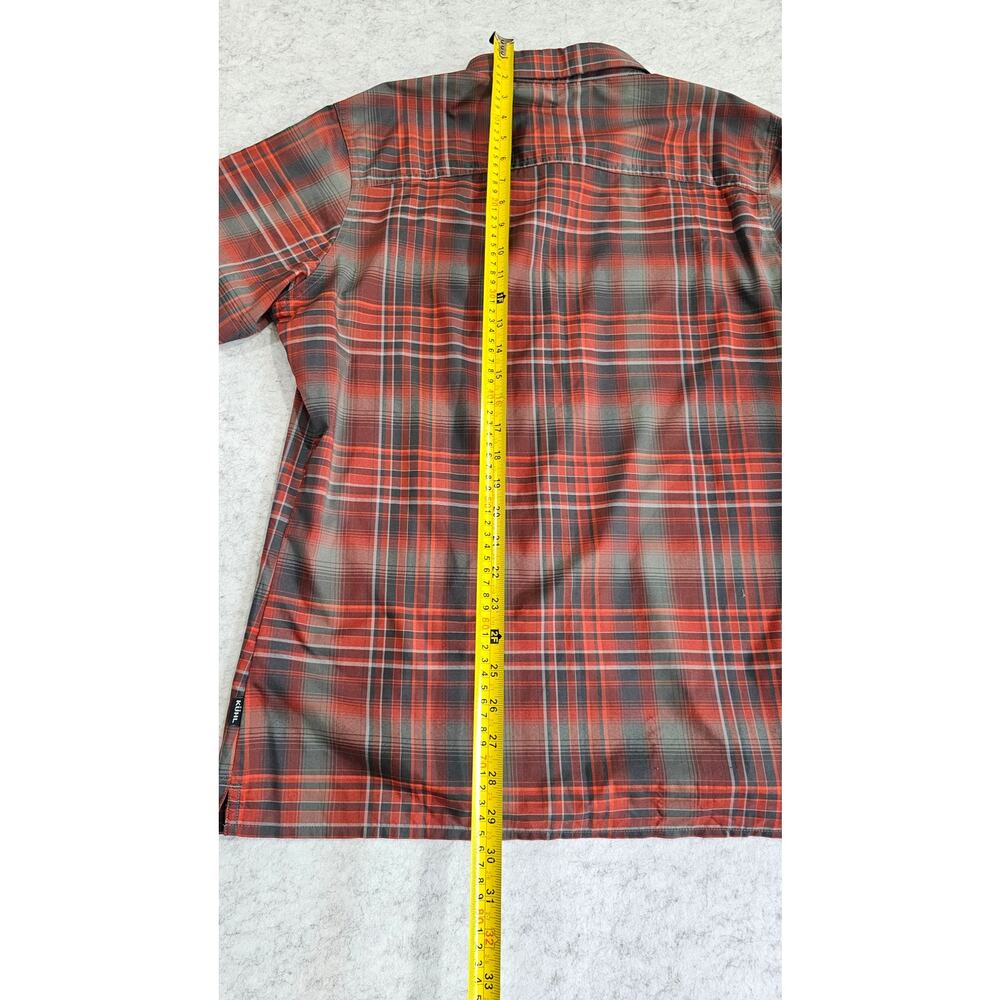 Kuhl Plaid Button Up Short Sleeve Shirt, Born In th Mountains, Red Grey Sz M New - Picture 6 of 9
